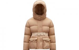 Moncler Детская пуховая куртка бежевого цвета