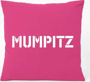 Подушка для дивана Huuraa с надписью Mumpitz, подарочная, 40x40 см, с хлопковым наполнителем цвета фуксии, сувенир Mumpitz Hellweg Druckerei