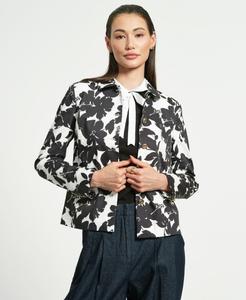 Женский однобортный атласный жакет Isaac Mizrahi, Noir Floral