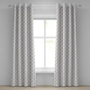 Шторы на люверсах ABAKUHAUS с цветочным узором, извилистыми цветочными ветками, листьями, черно-красным горошком, бутонами, весенним узором, декоративные двухпанельные шторы на окно, 280 см x 260 см, цвет: красный, черный, белый