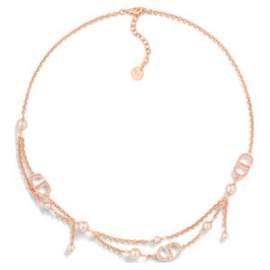 DIOR Ожерелье из смолы, металла и искусственного хрусталя для женщин, Rose Gold