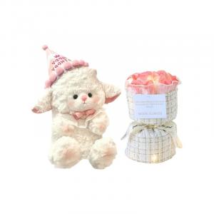 Плюшевая кукла Sweet Style Bowknot Cake Sheep высотой 22см/32см Tak Bebe, Birthday Lamb+Litchi Pink Bouquet