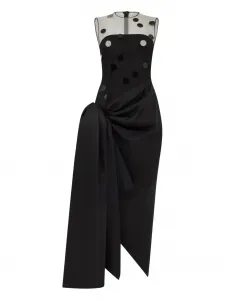 Платье с драпировкой в горошек David Koma, черный