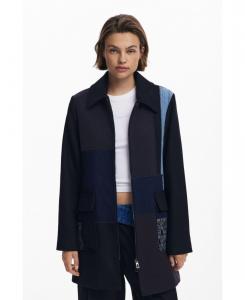 Женское прямое пальто в стиле пэчворк Desigual, Black