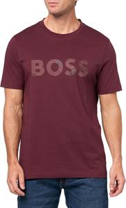 Мужская хлопковая футболка с большим текстурированным логотипом BOSS, Black Cherry