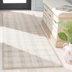 Ковер SAFAVIEH, 69 x 244 см, Abstract Collection, ковер-дорожка, Ivory/Sage, геометрический рисунок, идеален для помещений с высокой проходимостью в гостиной, спальне, столовой (ABT648W)