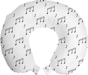 Подушка для шеи ABAKUHAUS Music Travel Pillow, ноты, дорожный аксессуар из пеноматериала для самолета и автомобиля, 30 x 30 см, антрацитово-серый Abakuhaus