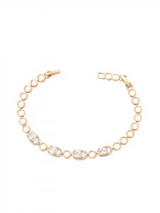 Faina Женский браслет с кристаллами, розовое золото, белый
