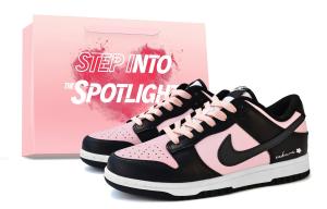 Женские кроссовки Dunk Abrasion Resistant Low top Skateboard Black Pink Nike, черный/розовый
