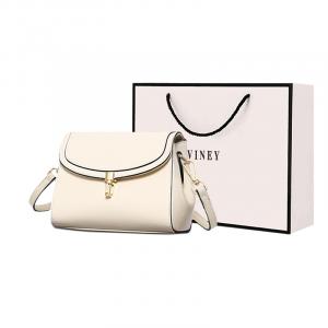VINEY Кожаная сумка через плечо маленькая квадратная женская сумка небольшого размера кофейного цвета, Ecru