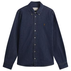 Джинсовая рубашка ami de coeur с контрастным принтом Ami Paris, индиго