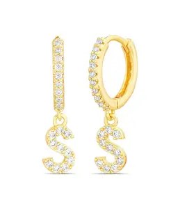 Серьга-Кольцо с подвеской в виде буквы золотистого оттенка Kensie, s