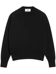 Шерстяной джемпер с монограммой Ami de Coeur AMI Paris, черный