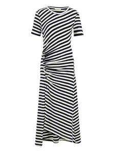 Платье миди в полоску со сборками Rabanne, черный