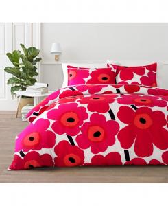 Двусторонний комплект постельного белья Unikko из 3 предметов, размер King Marimekko, темно-красный