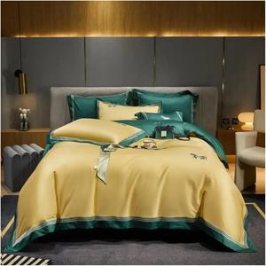 Generic Комплект постельного белья из египетского хлопка 1000TC красный с вышивкой