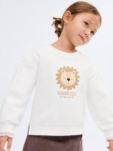 Детская хлопковая толстовка с вышивкой льва Roar Mango, Natural White