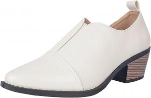 Женские ботильоны с острым носком, на низком массивном каблуке, кожаные, повседневные, удобные, модные, вестерн стиль Generic, White