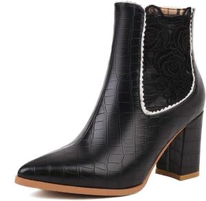 Элегантные женские ботильоны MRKEWUNEY с среднем каблуком и боковой застежкой-молнией, 97 Black