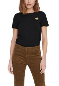 Футболка женская ONLY с подворотами на рукавах, черный