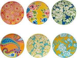 Damask Floral 20 см фарфоровые салатники и десертные тарелки, набор 6 шт - мультиколор цветочные дизайны - для закусок, тортов, фруктов, бранча, тапас, закусок, вечеринок или бохо-декора Certified International