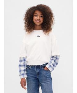 (K) Винтажная мягкая фланелевая футболка 2-в-1 с логотипом GAP (детская)