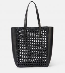 Сумка-тоут Zoe Small из рафии с кожаными деталями Khaite, черный