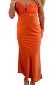 Возвращение к элегантности сатиновое платье в мандариновом цвете FATE, Tangerine