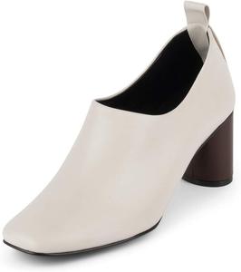 Женские ботильоны YDN на высоком массивном каблуке с квадратным носком, без застежки, короткие ботинки, осень-зима, для офиса, повседневная и официальная обувь, Off-White