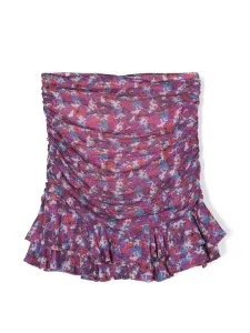 Юбка со сборками и цветочным принтом Les Coyotes De Paris, фиолетовый