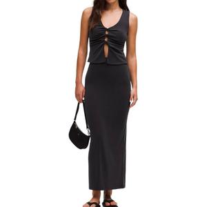 Софстрим молния сзади повседневная длинная юбка women's Lululemon, черный