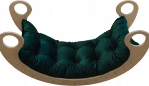 Декоративная подушка для детского кресла-качалки, велюр, темно-зеленая, 105 х 40 х 8 см; подушка для кресла-качалки Монтессори, подушка для шезлонга