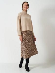 Юбка-миди из сатина с принтом "animal print" Crew Clothing