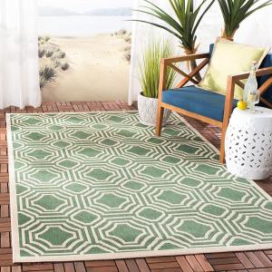 Ковер SAFAVIEH, 244 x 336 см, Washable Outdoor Courtyard Collection - , Dark Green & Beige, Non-Shedding & Easy Cleaning, для патио, заднего двора, прихожей (CY6112-332)