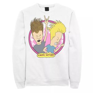 Мужской свитшот с портретом Beavis & Butthead Rock N Roll Circle Licensed Character, белый
