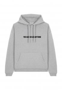 Толстовка YOU CAN ASK ME ANYTHING EMBROIDERY UNISEX OVERSIZE - Hoodie Mira Paris, пятнистый серый