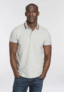 Рубашка-поло Bruno Banani с контрастными полосками на воротнике и рукавах, серый