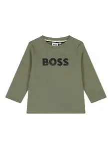 Футболка с длинными рукавами и логотипом BOSS Kidswear, зеленый