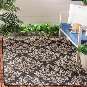 Ковер SAFAVIEH, 201 x 290 см, Washable Rug Outdoor Courtyard Collection - Black & Cream, Non-Shedding & Easy Cleaning, идеальный для патио, заднего двора, прихожей (CY6930-26)