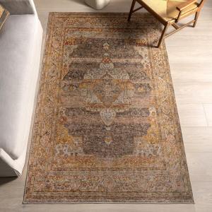 Ковер nuLOOM, 153 x 244 см, со стиральной поверхностью, водонепроницаемый, устойчивый к пяткам, винтажный традиционный ковер для гостиной, столовой, офиса, Kennedi Mustard