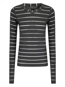 Полосатый свитер с длинными рукавами Maria Calderara, черный