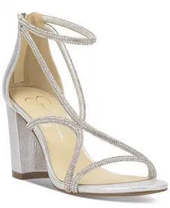 Женские блестящие босоножки на устойчивом каблуке с камнями Jessica Simpson, серебряный