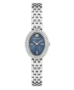 Женские кварцевые часы с двумя стрелками, овальные, из нержавеющей стали, серебристые, 28 мм Tory Burch, silver