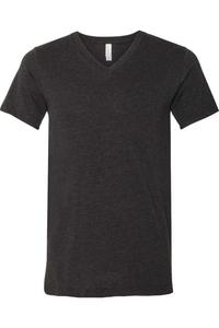 Футболка BELLA + CANVAS Heather CVC с V-образным вырезом, цвет black heather