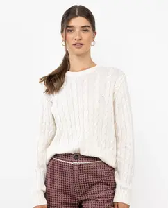Женский джемпер с косами и круглый вырез El Ganso, белый