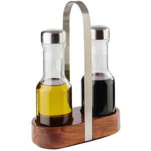 Набор для стола Wood (уксус и масло), основание из акации Aps, Braun/edelstahlfarben/transparent