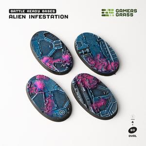 Аксессуары Gamers Grass Battle Ready Bases: Alien Infestation - Oval 60mm (4)
