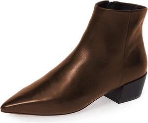 Женские ботильоны YDN с заостренным носком, низкий каблук, удобные зимние ботинки для прогулок, Saddlebrown