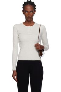 Flore Flore Серая футболка-поло с длинными рукавами