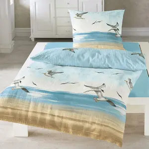 Постельное белье Dream Sleep Seersucker с изображением Чайки 200x220 см + 2 x 80x80 см Traumschlaf